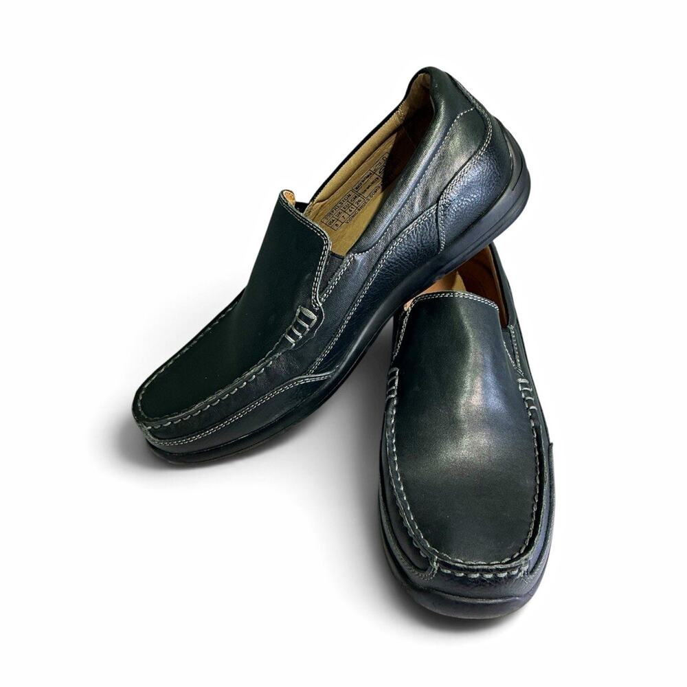 Vionic Mens Preston Loafer Slip On Shoes 8 Black Leather Square Toe